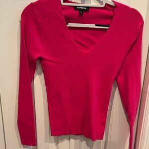Express Fuchsia V-Neck Sweater